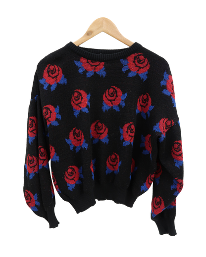 Pull noir avec des roses - S
