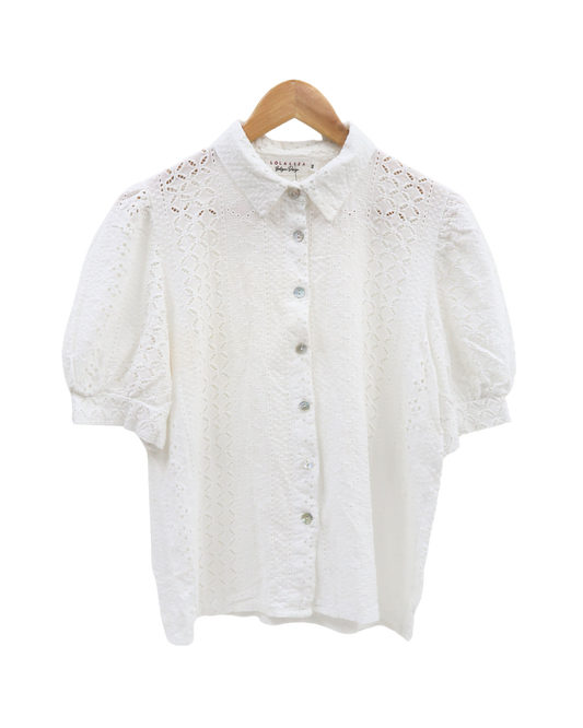 Chemise texturée blanc à motifs - Lola Liza - M