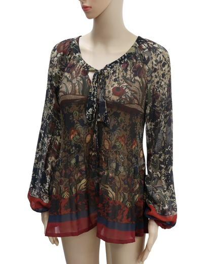 Haut crépon fleurie vintage - Seventy - M