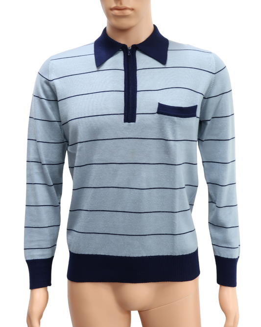 Pull bleu clair à rayures - Courtelle - S