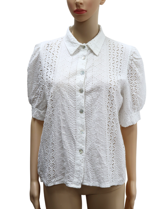 Chemise texturée blanc à motifs - Lola Liza - M