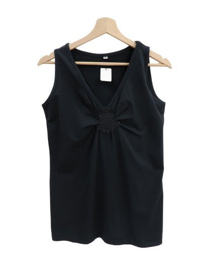Haut sans manches noir à broderie - M