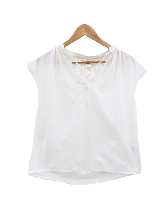 Chemisier blanc sans manches col en V avec noeud - H&M - XS