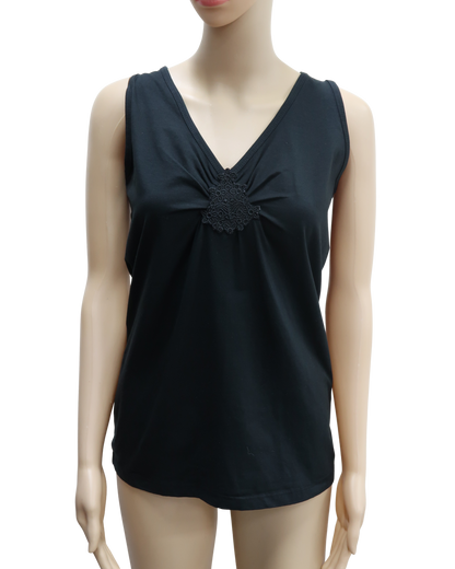 Haut sans manches noir à broderie - M