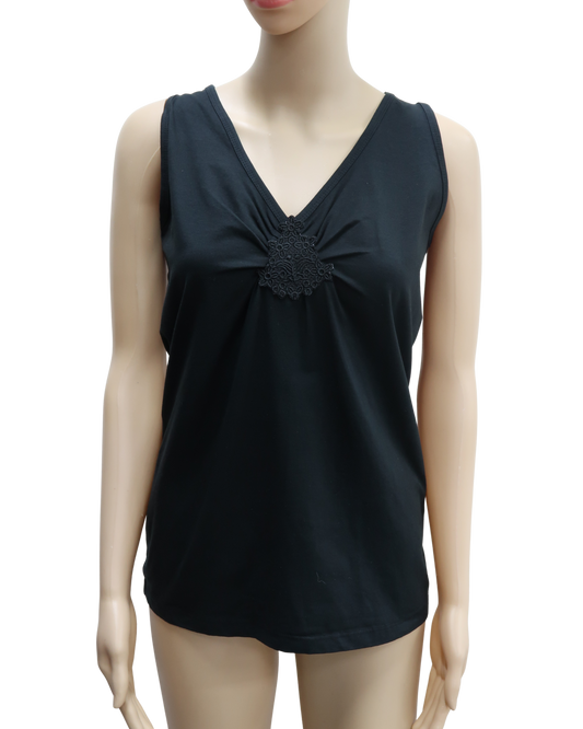 Haut sans manches noir à broderie - M