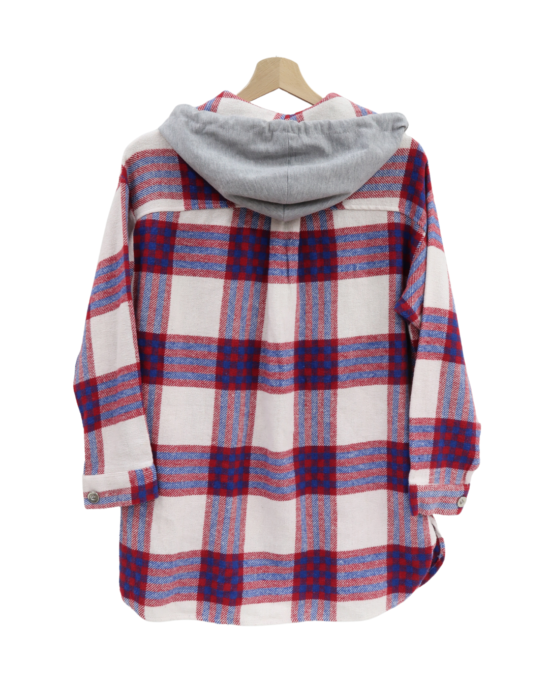 Veste style chemise à capuche et à carreaux crème - Polo Live - S/M