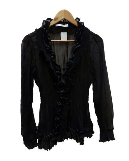 Haut noir drapé & texturé - Luck Star - S/M