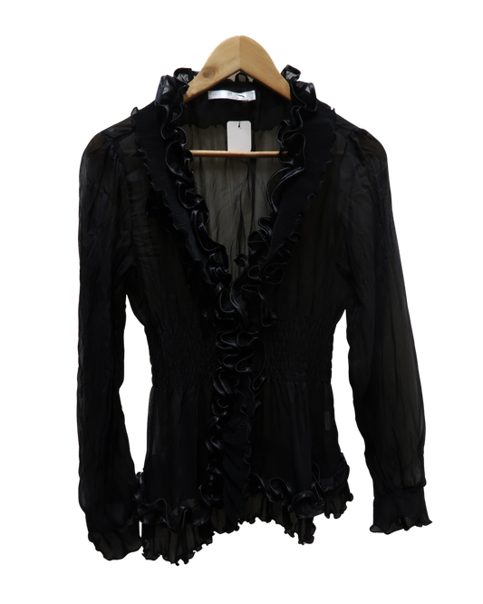 Haut noir drapé & texturé - Luck Star - S/M