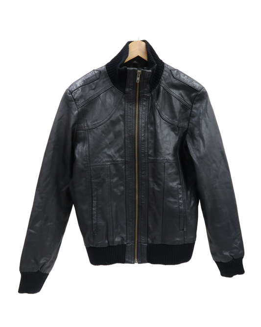Veste en cuir noire - Jack & Jones - S