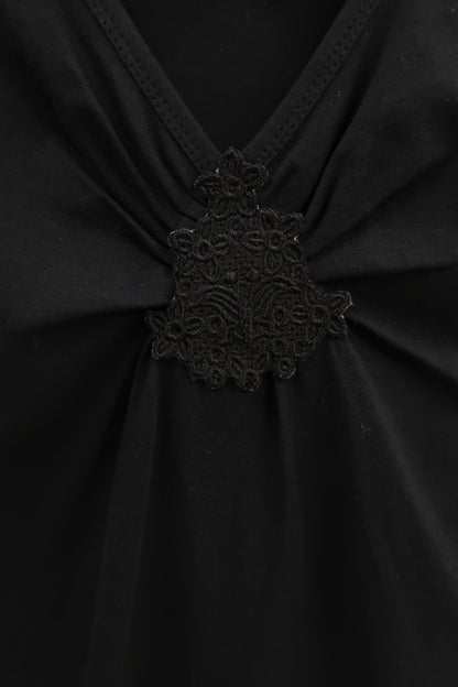 Haut sans manches noir à broderie - M