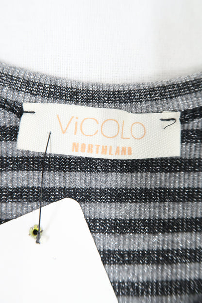 Débardeur rayé noir & argent - Vicolo - XS/S