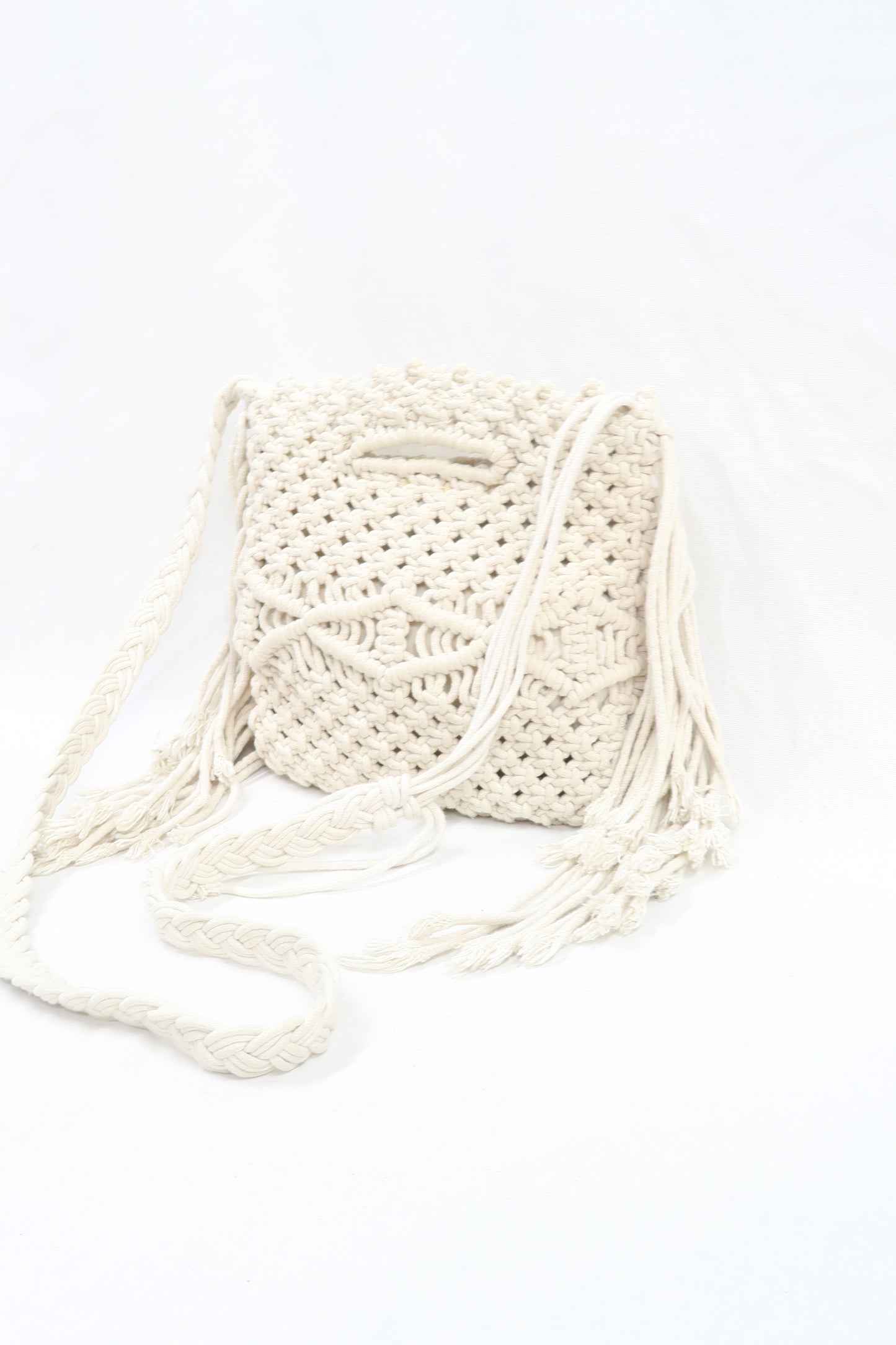 Sacoche à franges blanc cassé