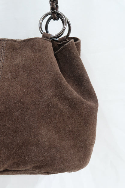 Sac à main marron en cuir et en velour - Vintage addiction