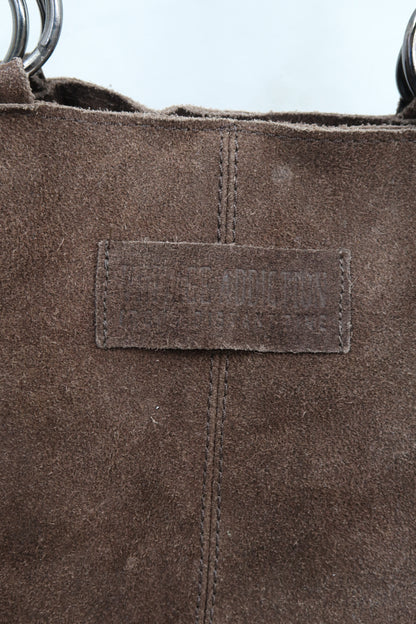 Sac à main marron en cuir et en velour - Vintage addiction