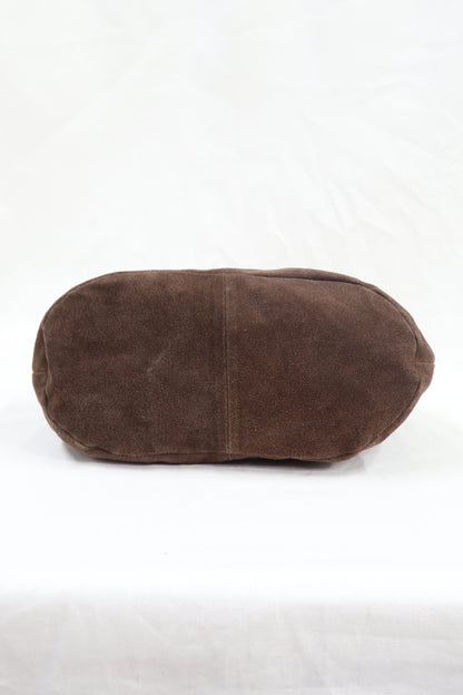Sac à main marron en cuir et en velour - Vintage addiction