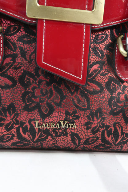 Sac rouge à fleurs noires - Laura Vita