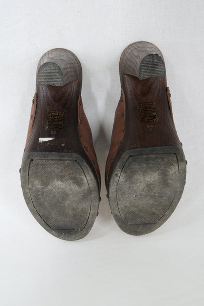Sabots cuir vintage avec clous bronze - Minelli - 38