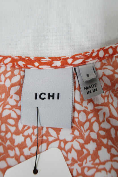 Robe orange à fleurs blanches - Ichi - S