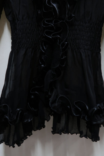 Haut noir drapé & texturé - Luck Star - S/M