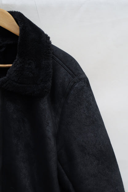 Manteau noire doublée moumoute noire - XL