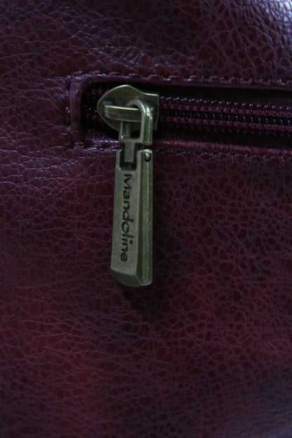 Sac à main en cuir et en velour bordeaux - Mandoline
