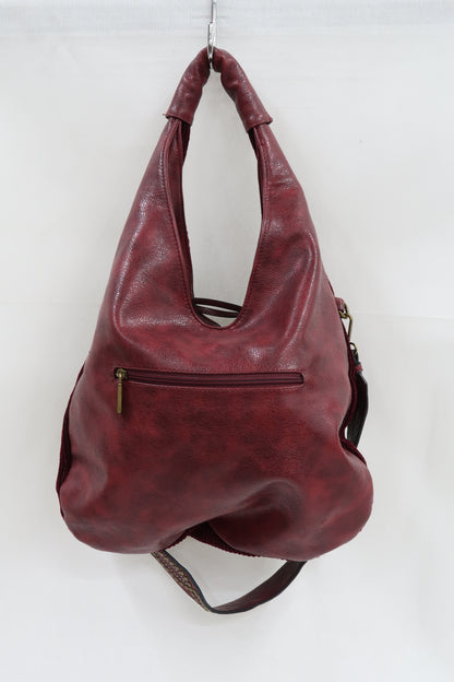 Sac à main en cuir et en velour bordeaux - Mandoline