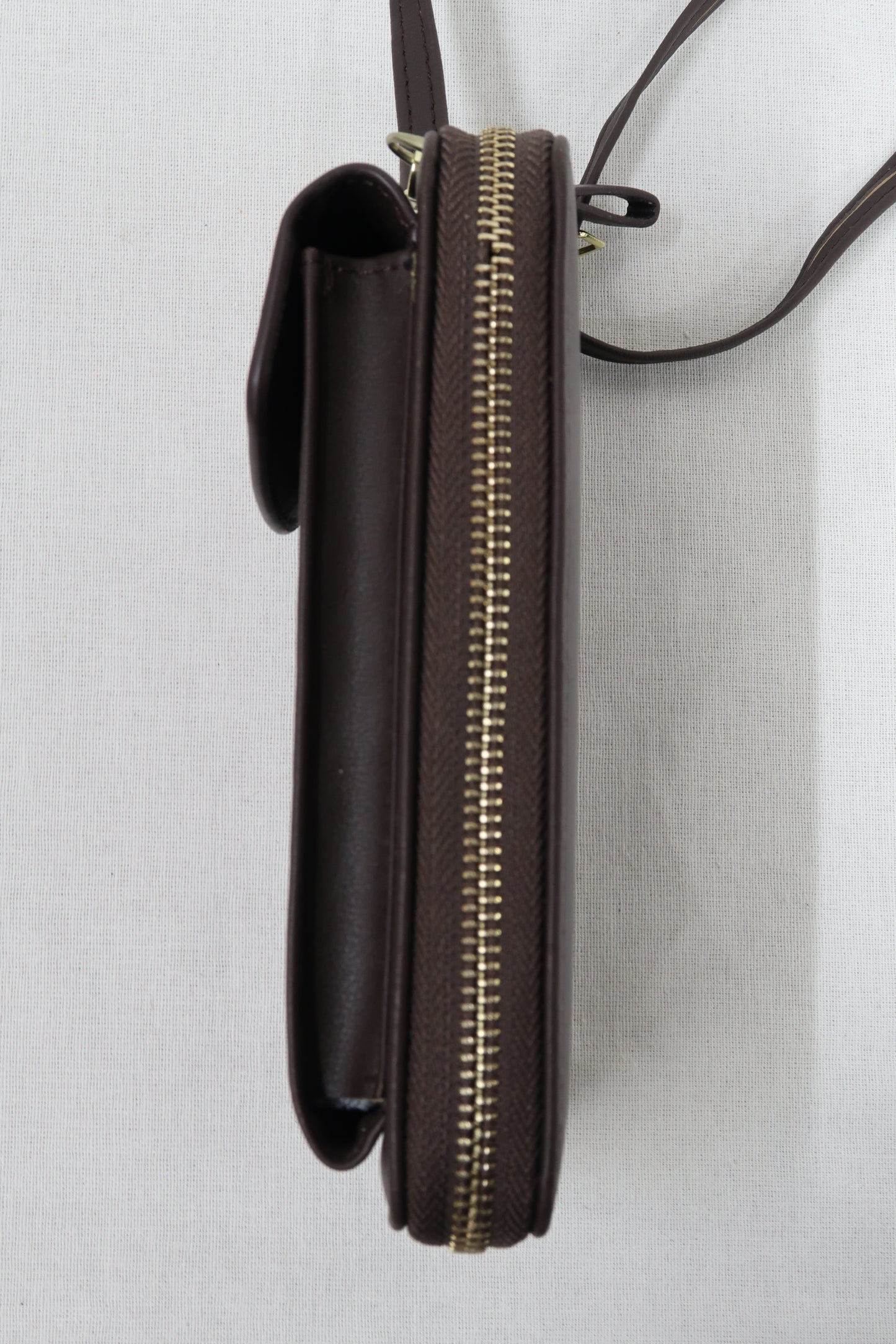 Portefeuille & pochette pour téléphone en cuir marron foncé - Magic