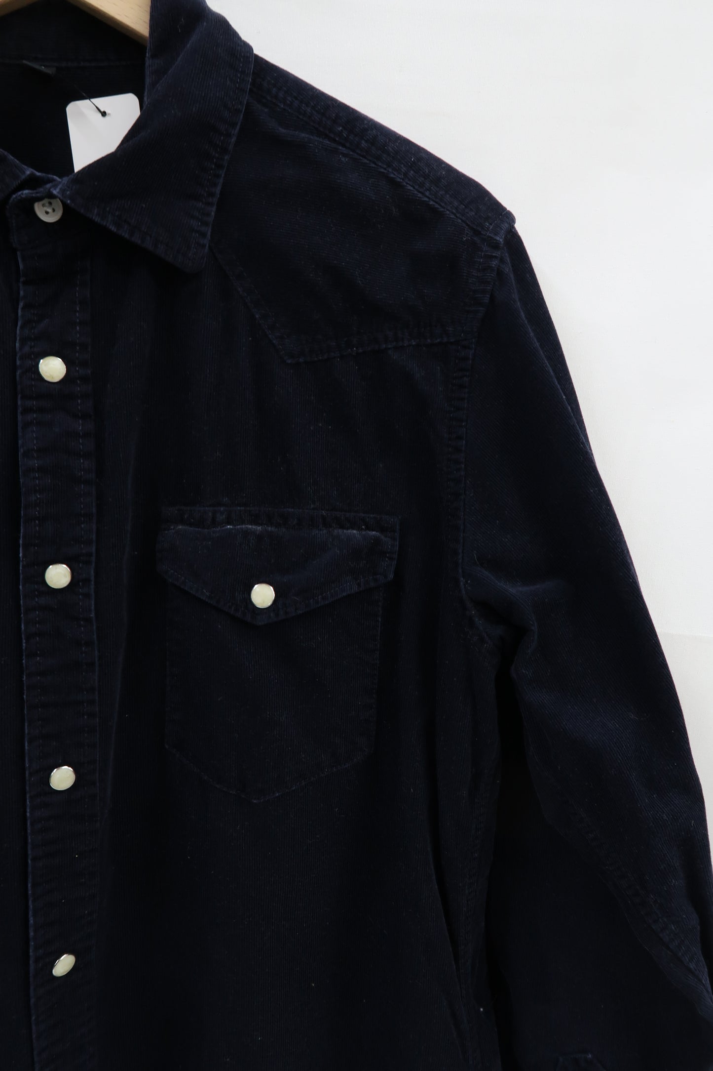 Chemise à manches longues bleue marine striée - Muji - M