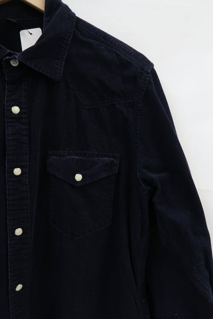 Chemise à manches longues bleue marine striée - Muji - M