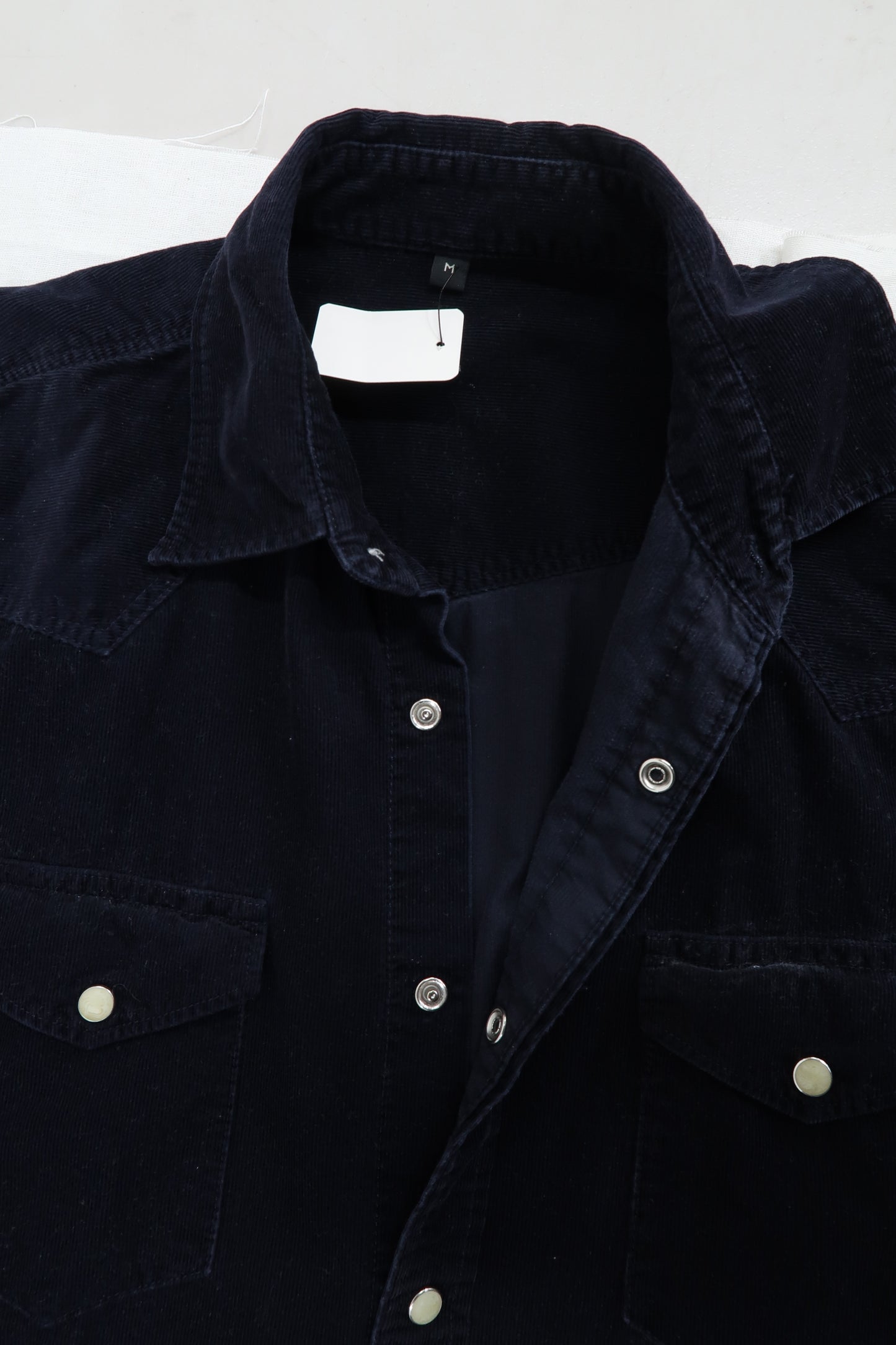 Chemise à manches longues bleue marine striée - Muji - M
