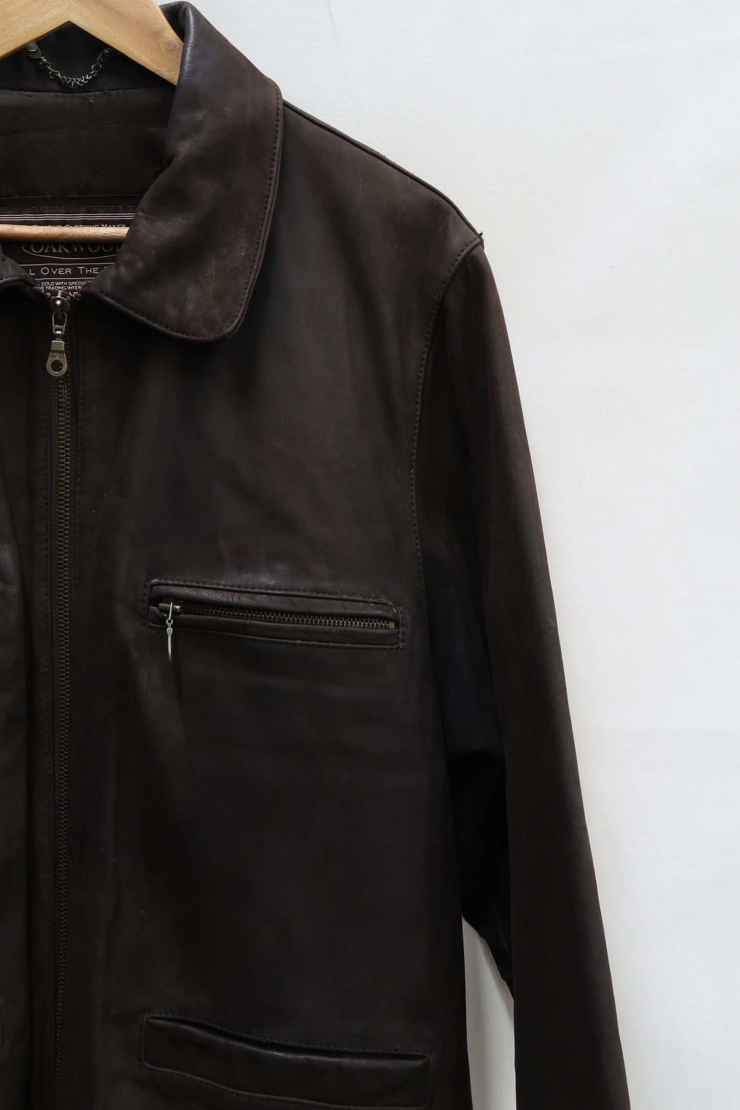 Veste en cuir marron épaisse - Oakwood - S