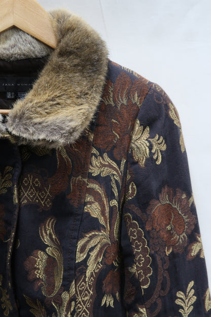 Veste marron à fourrure - Zara - S