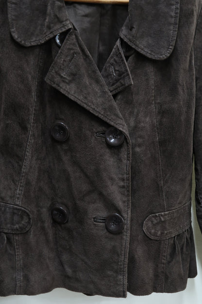 Veste en cuir marron foncé - L