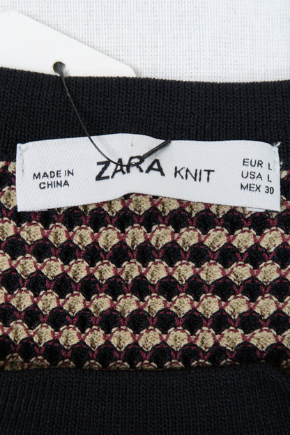 Pull beige & noir à motifs - Zara - L