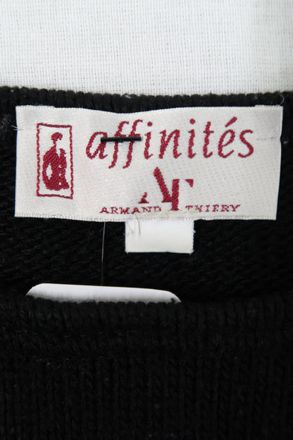 Pull noir à manches en crochet - Armand Thiery - S