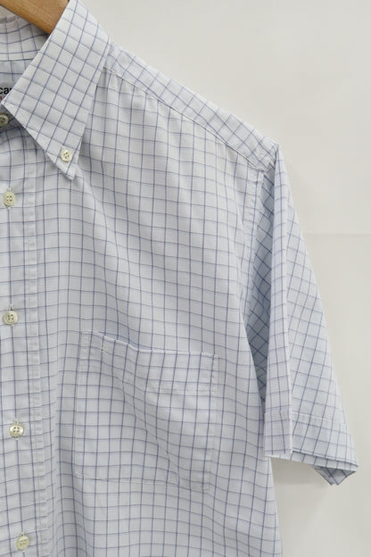 Chemise bleue clair quadrillée à manches courtes - Pierre Cardin - S