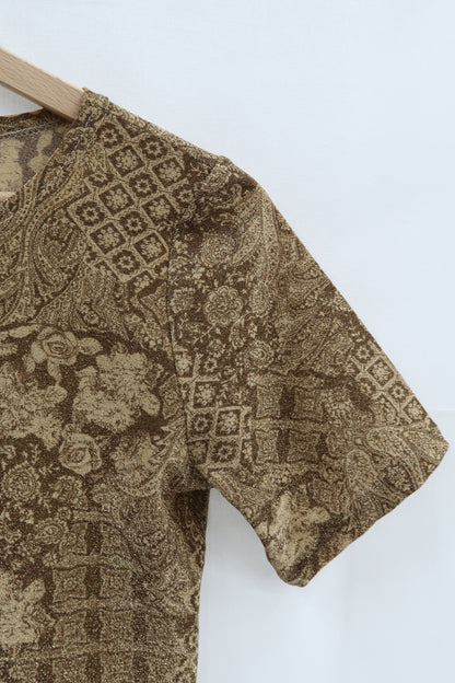 T-shirt marron & doré - S