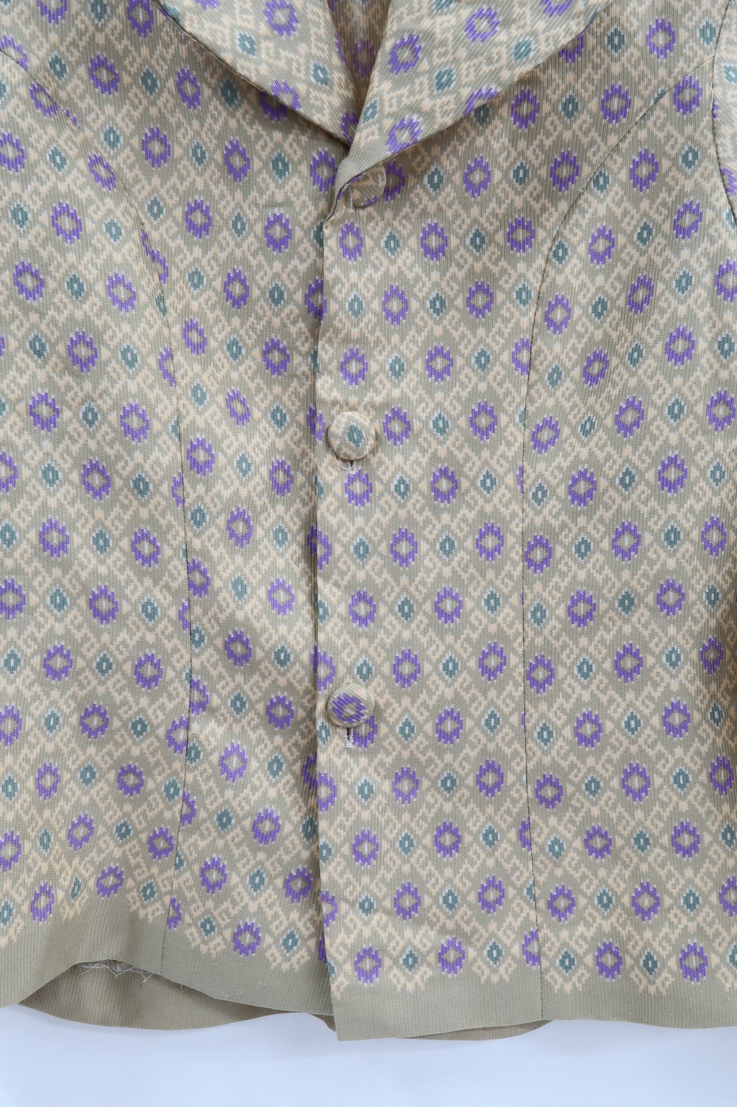 Haut vintage vert clair à petits motifs violet - S