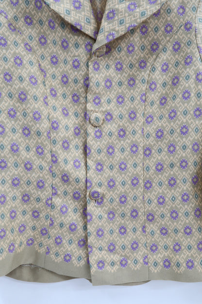 Haut vintage vert clair à petits motifs violet - S