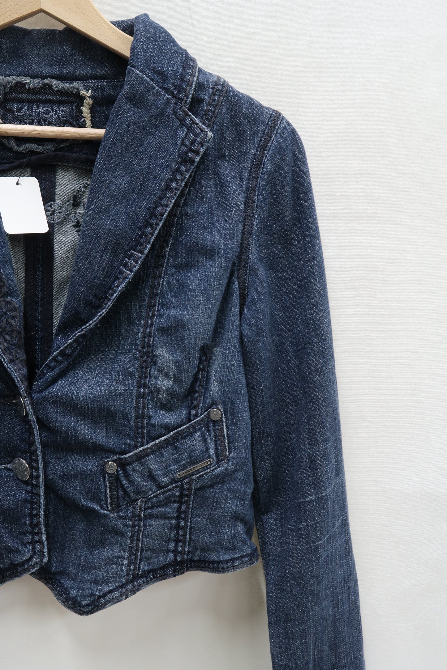 Veste en jean crop bleu foncé vintage - La mode est à vous - M