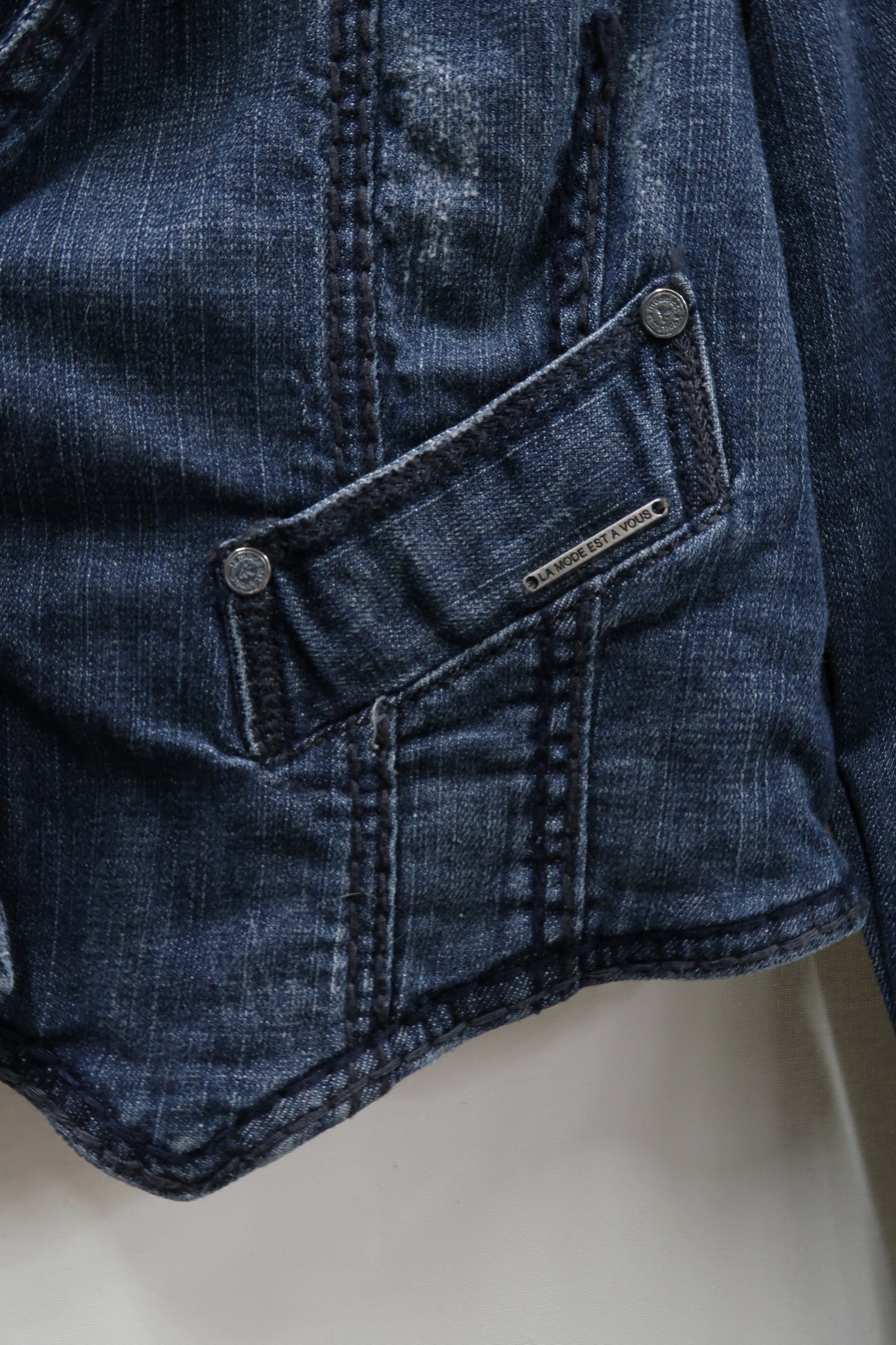 Veste en jean crop bleu foncé vintage - La mode est à vous - M