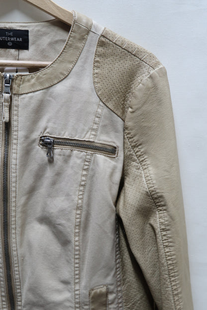 Veste beige en tissu et simili cuir - C&A - L