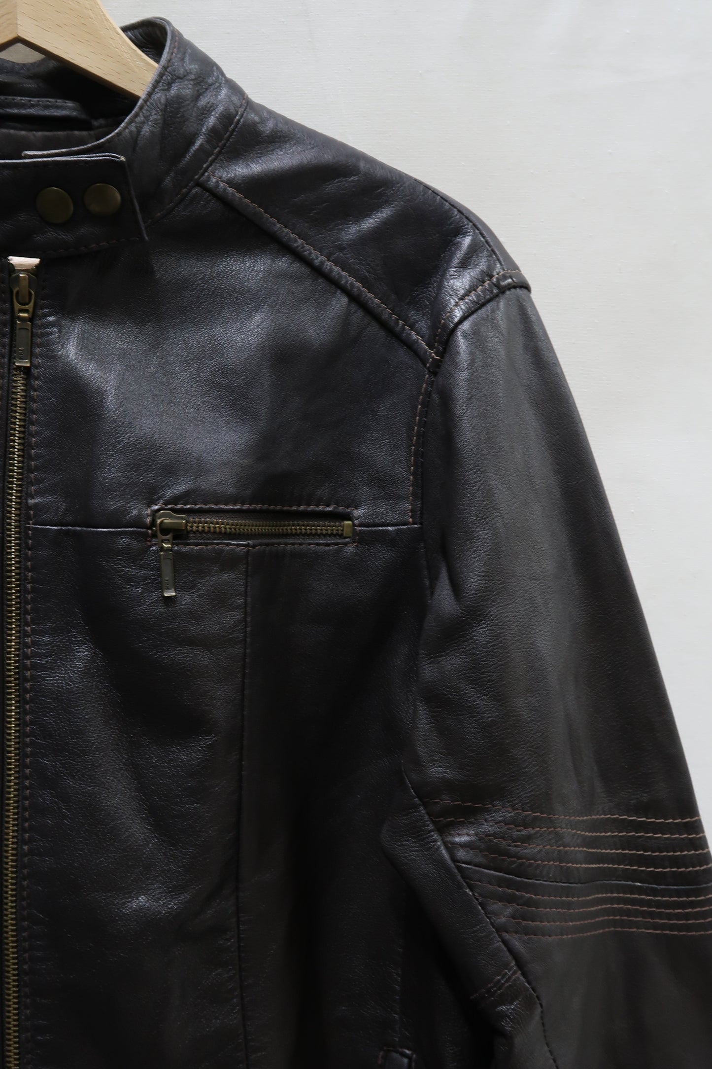 Veste en cuir marron - Inextenso - L