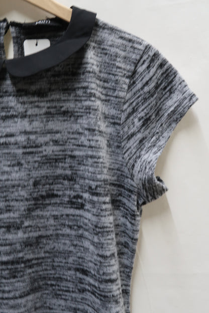 Robe grise chinée et col noir - Mim - M