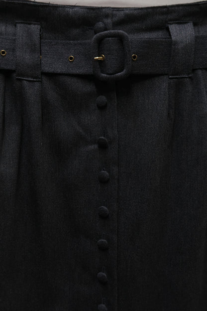 Jupe longue grise foncée avec une ceinture - Etam - S