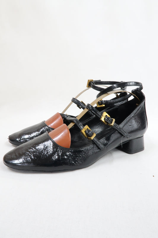 Chaussures noires à doubles boucles - Massimo Dutti - 36