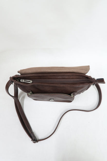 Sac à bandoulière effet cartable en cuir - Flora & Co