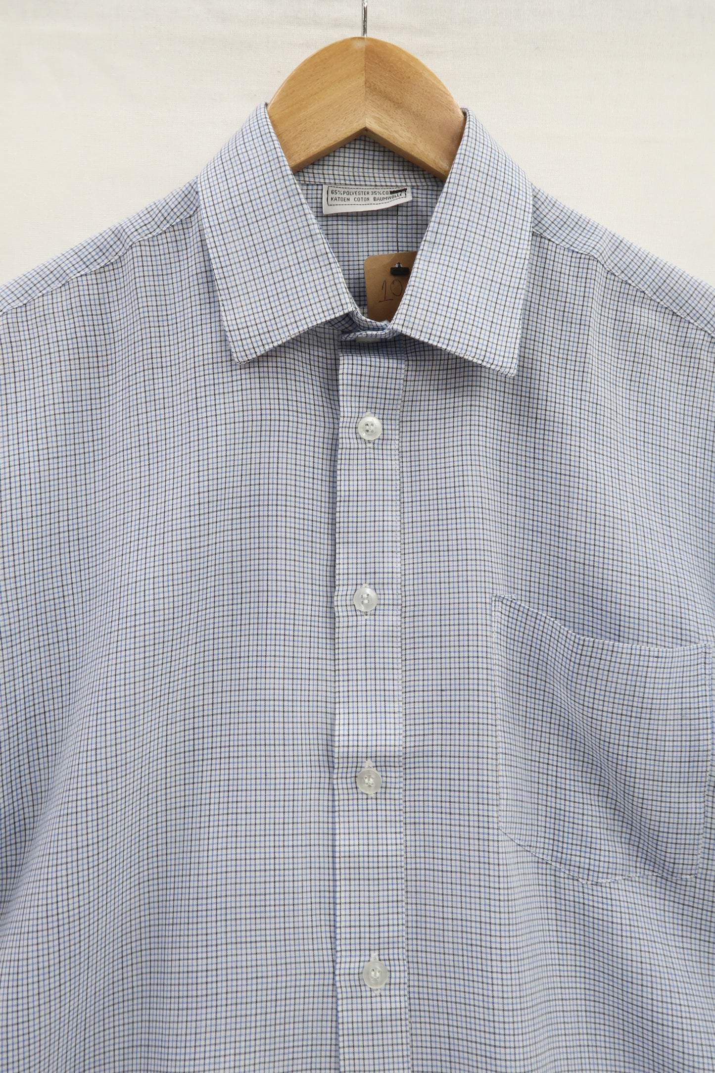 Chemise à manches courtes quadrillée bleue & noire - S