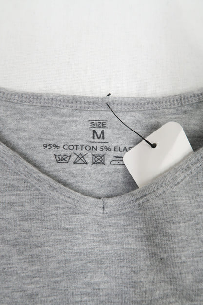 T-shirt gris à col V - M