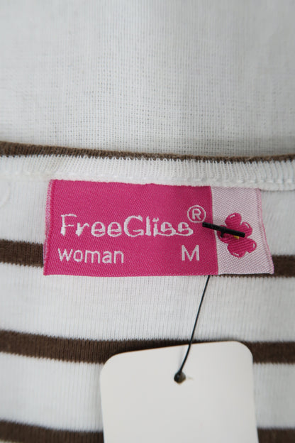 Débardeur rayé marron & blanc à col V - Free Gliss - M